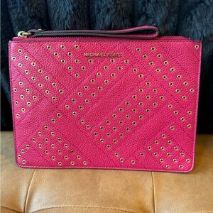 Michael Kors Fuchsia Clutch with Gold Accents